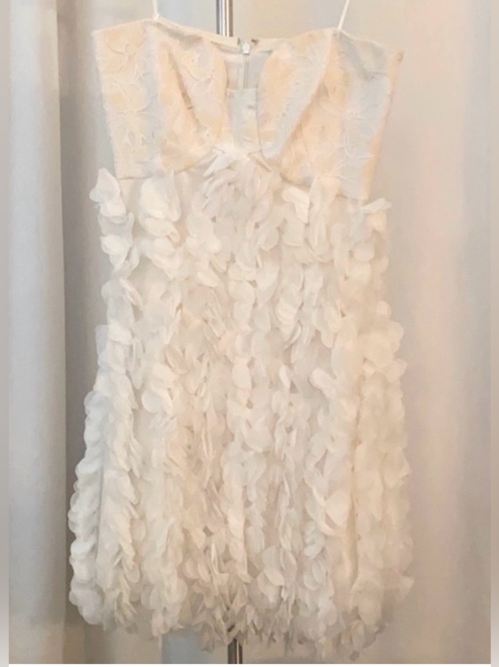 Badgley Mischka Ivory Floral Appliqué Strapless Girls Dress